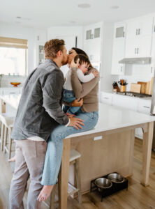 family on kitchen counter | in home family session