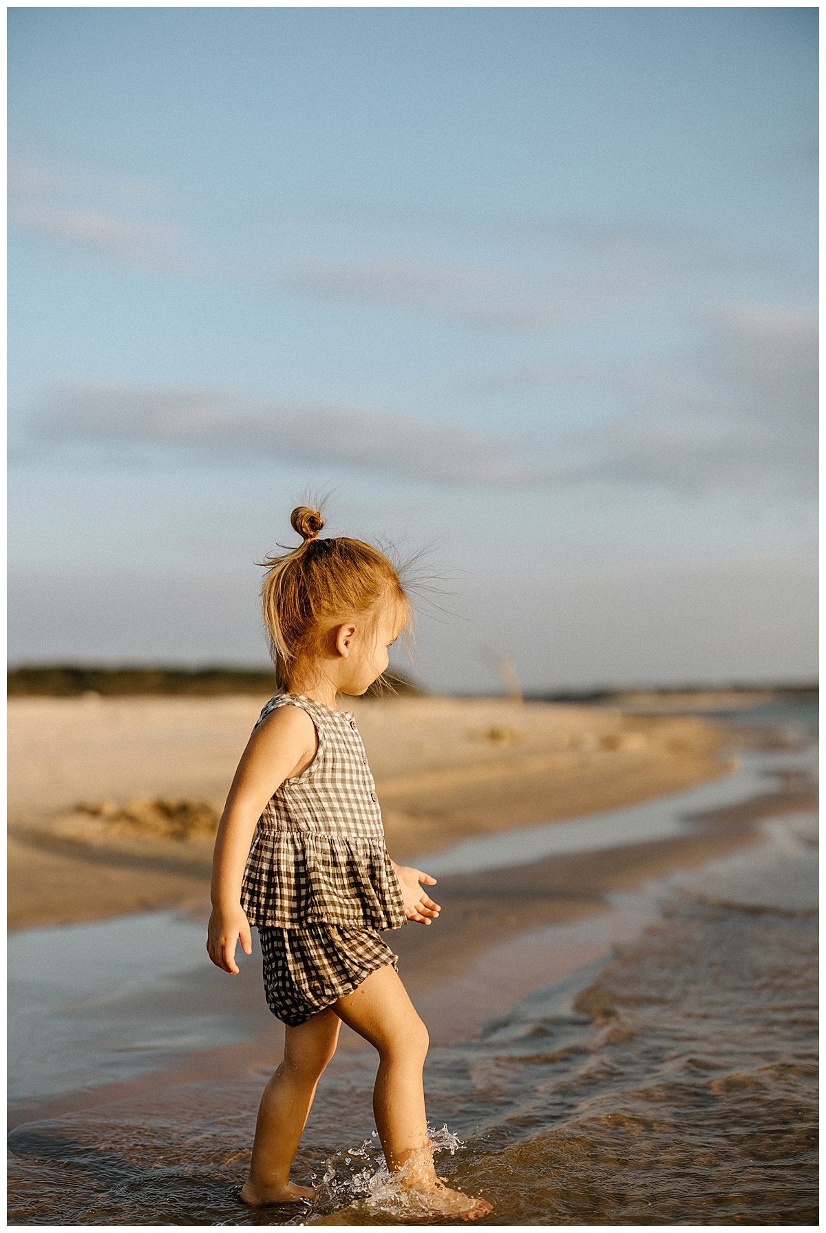 Little girl runs on beach for Our Adventuring Souls Photography